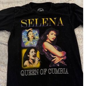 Selena Queen of Cumbia Graphic T-Shirt Black Cotton Official Merchandise Small